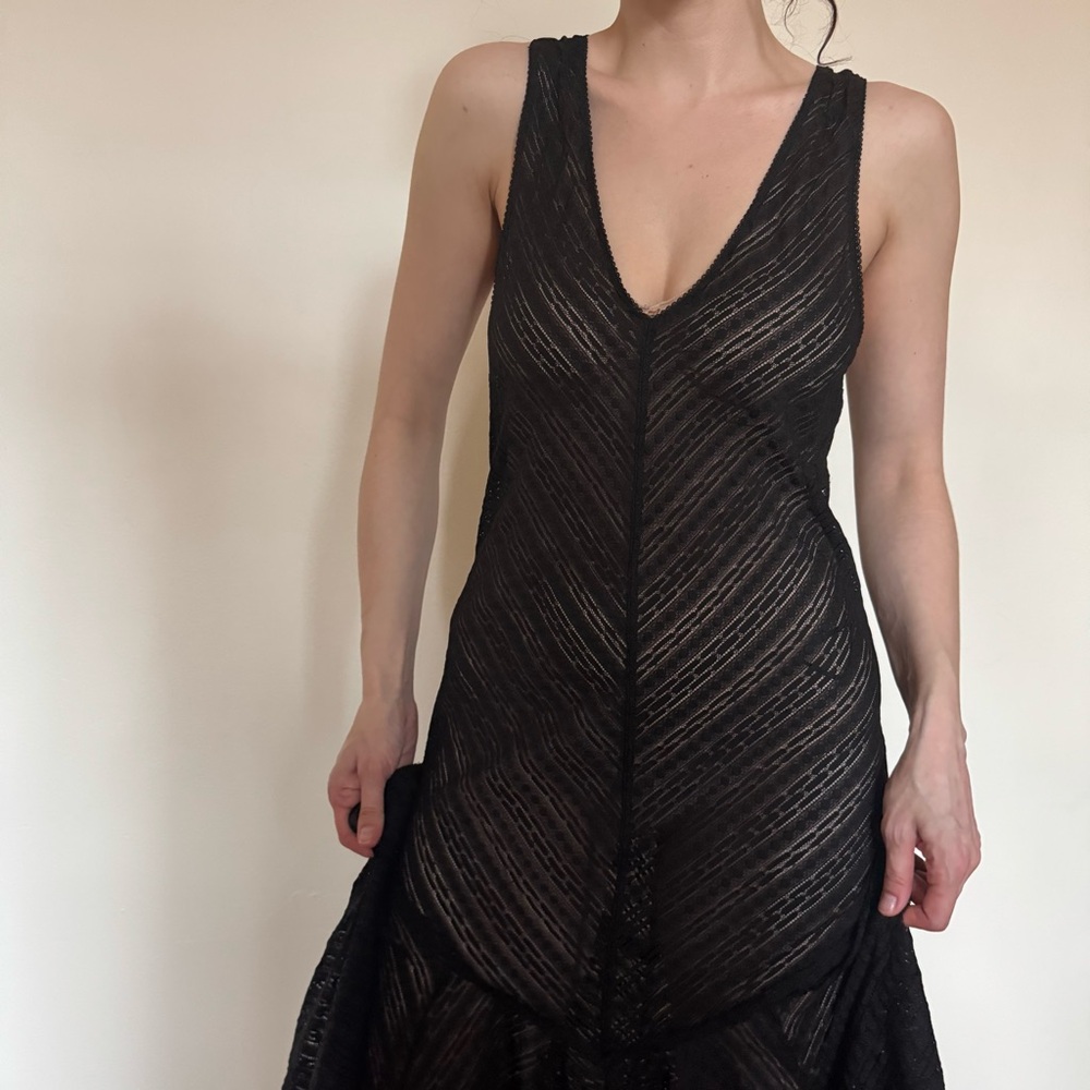 Free people sheer black lace dress